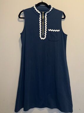 Spartina 449 Serena Sleeveless Half-Zip Dress Midnight Blue Ric Rac